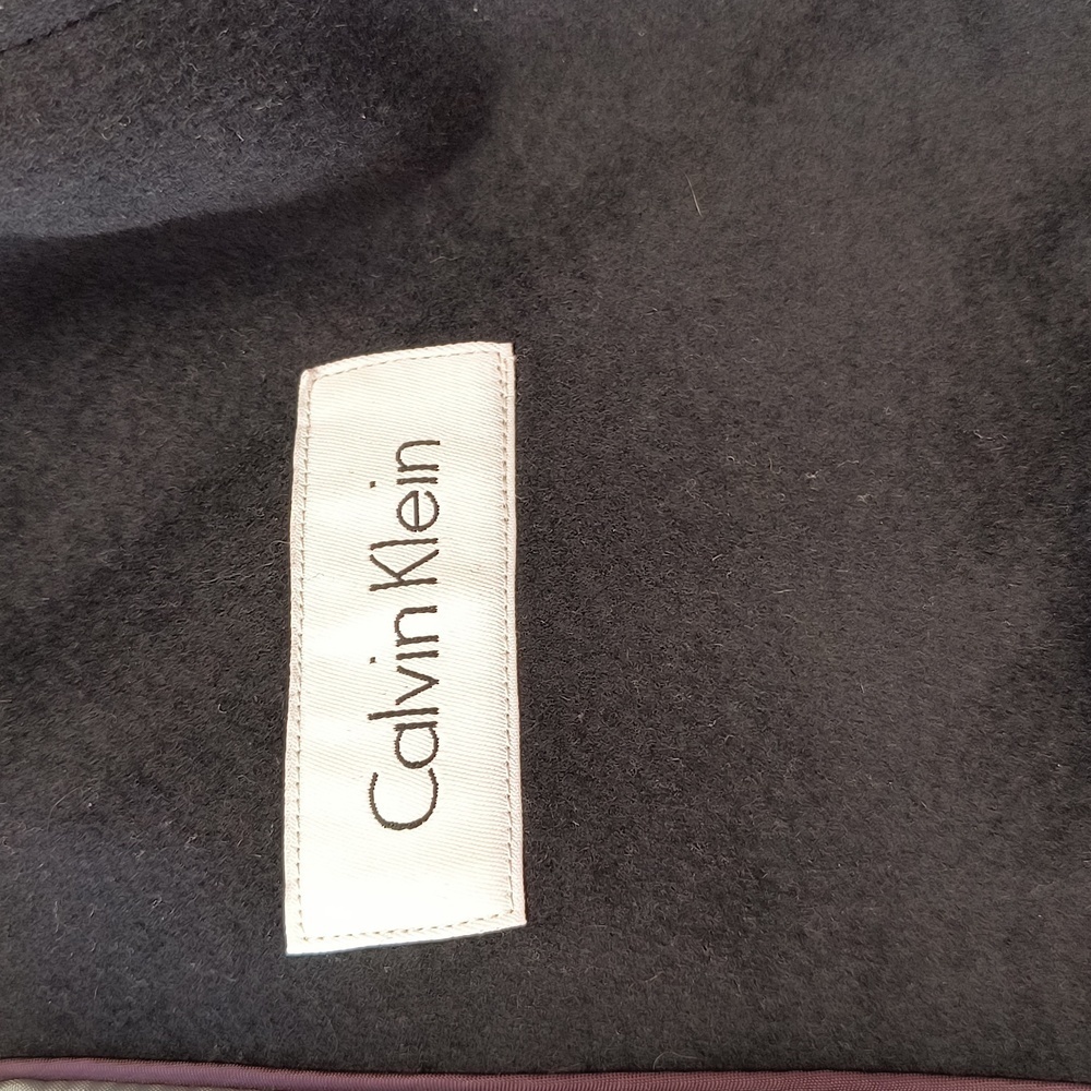 Calvin Klein Black Wool/Silk/Cashmere Double Breasted Peacoat Size 14 - Picture 6 of 9